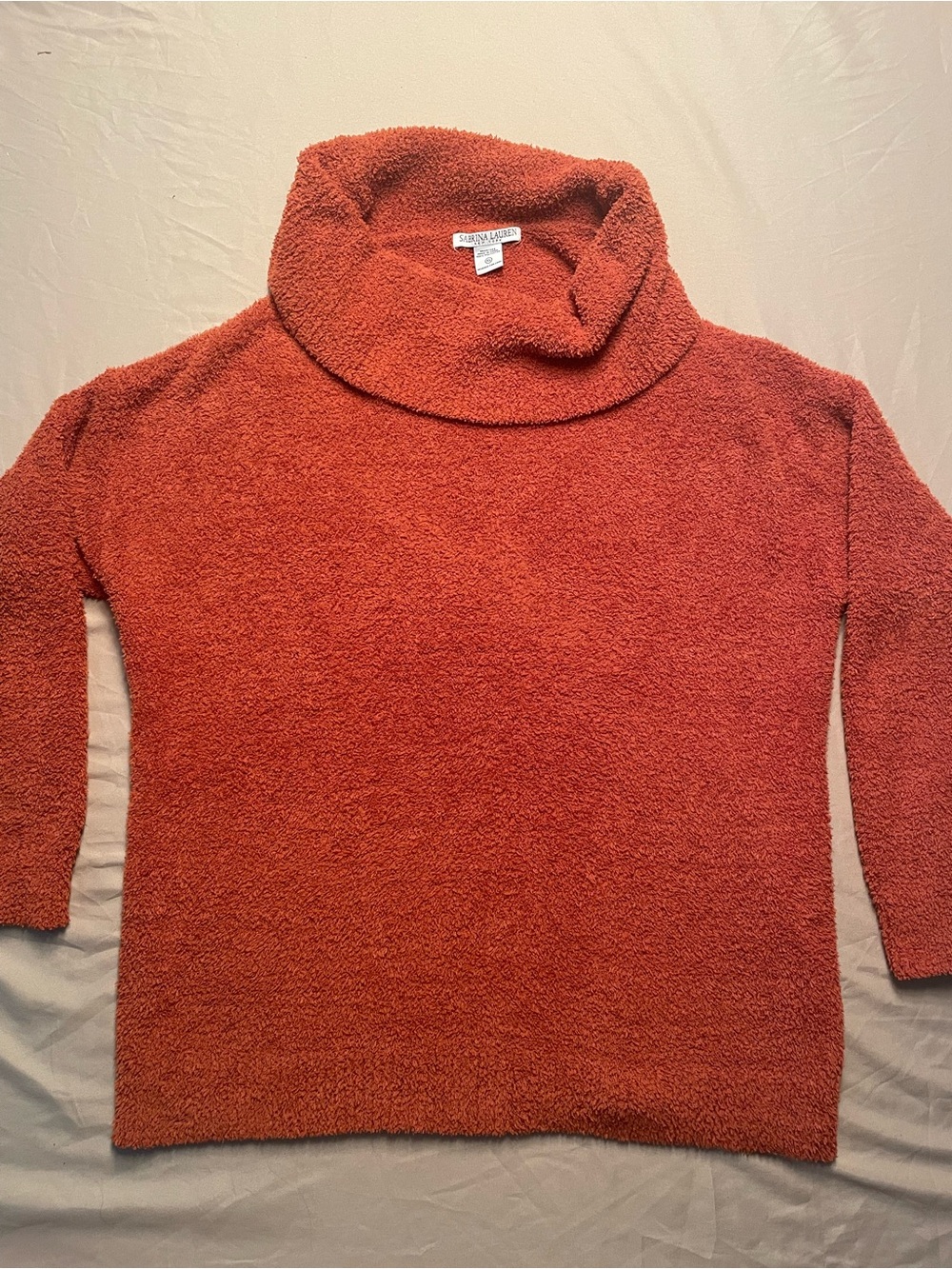 Sabrina Lauren New York Plush Cowl Neck Sweater - Rust - Womens XL